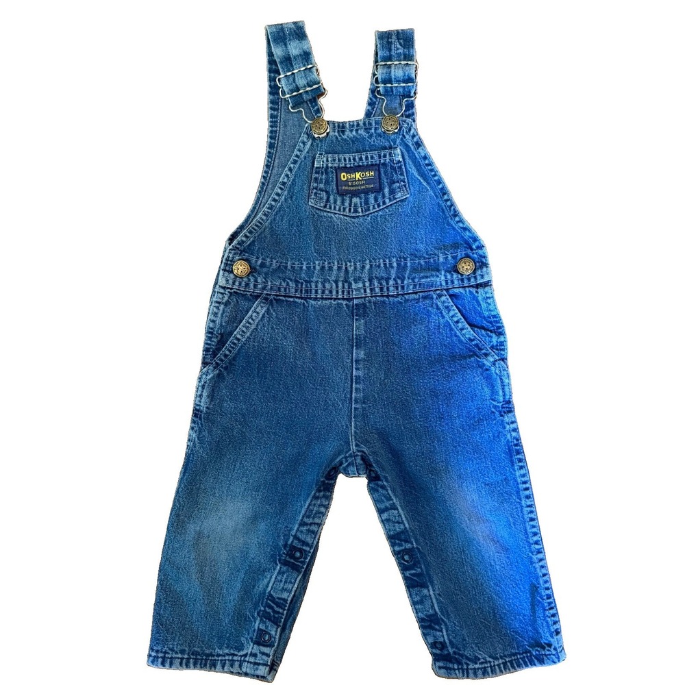 Vintage OshKosh Bgosh Blue Denim Overalls Made in USA 24 Months (2T) Vestbak 90s